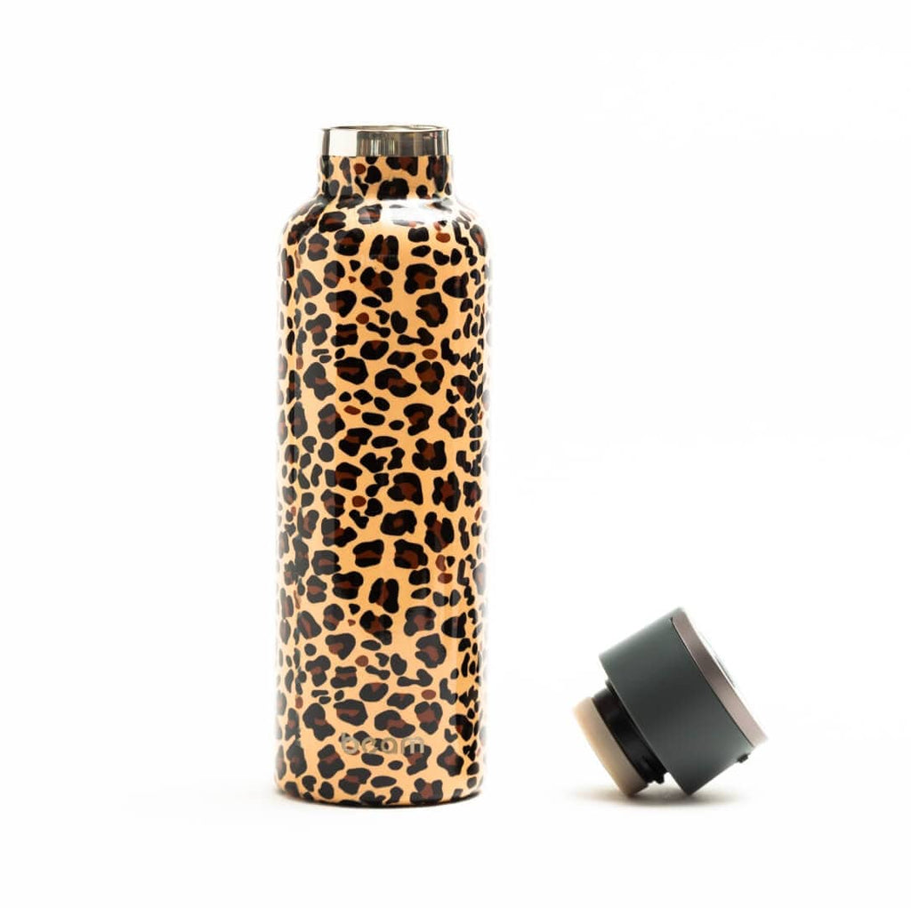Pink Leopard Print Water Bottle by Rose Gold